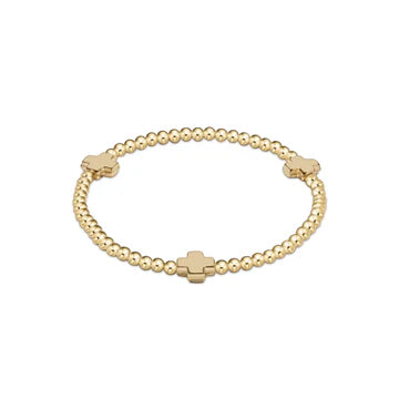 Signature Cross Bead Bracelet - Gold - Size Options