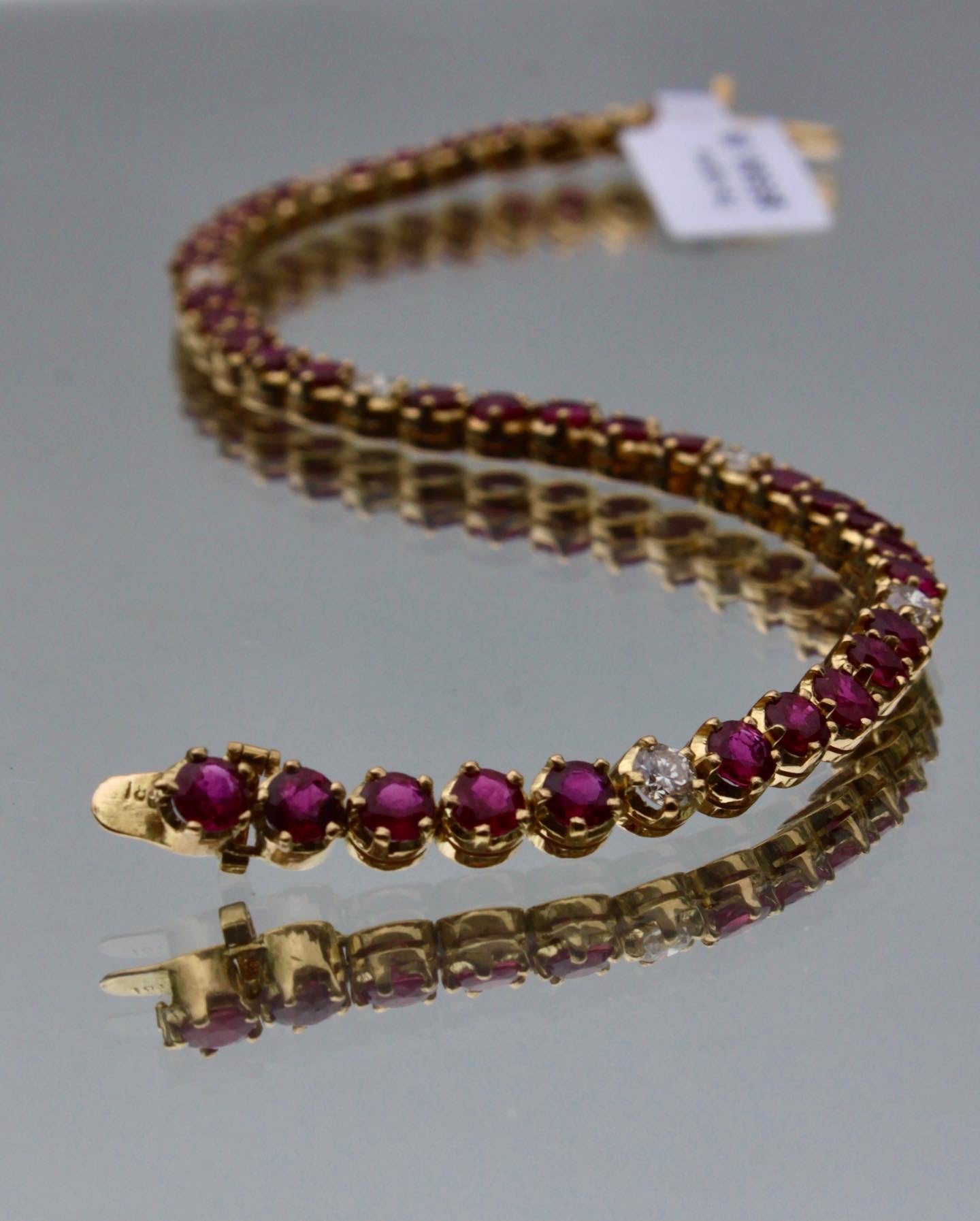 18K Yellow Gold Ruby and Diamond Bracelet - The Village Jeweler