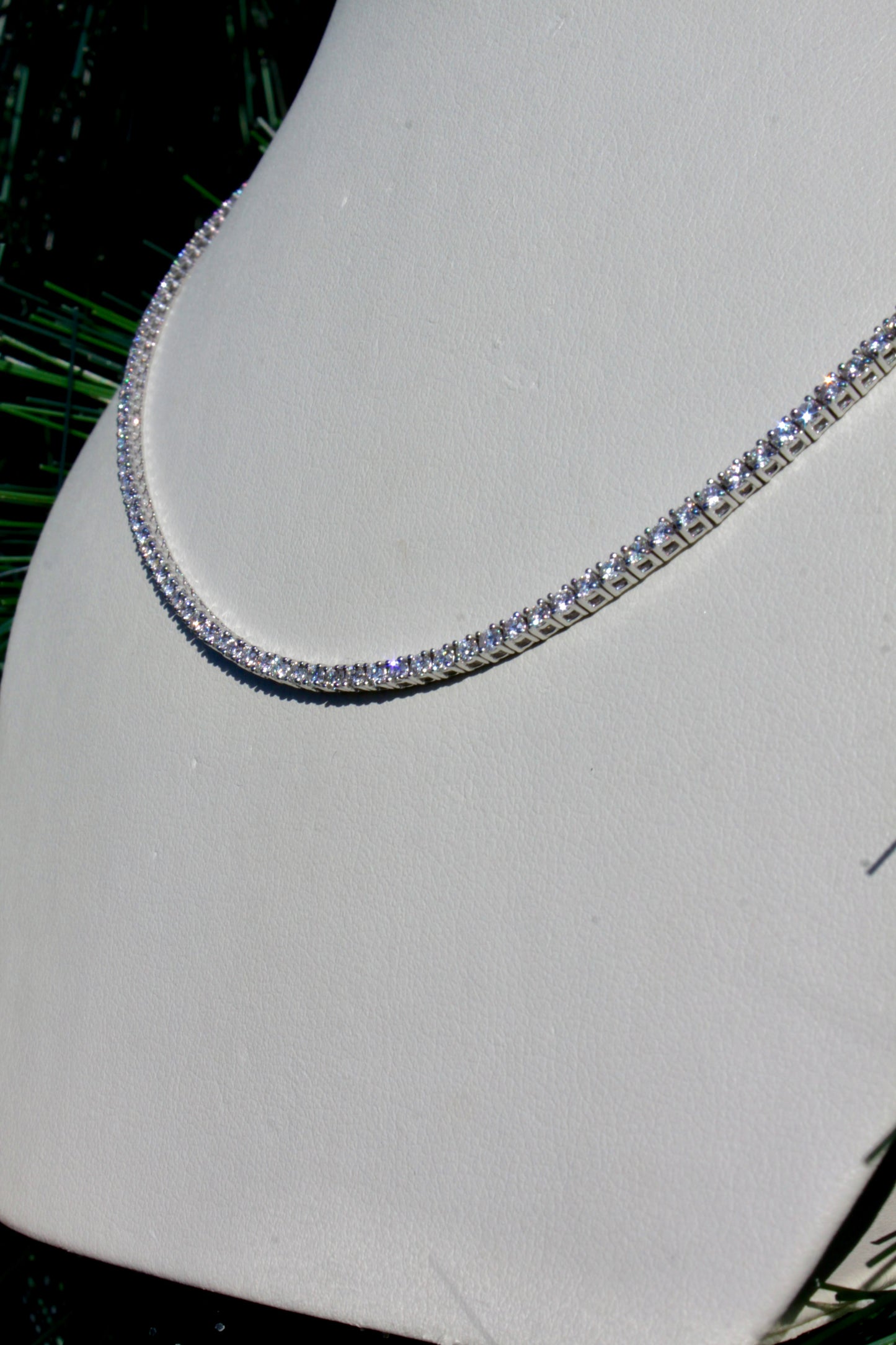14k White Gold Tennis Necklace - The Village Jeweler