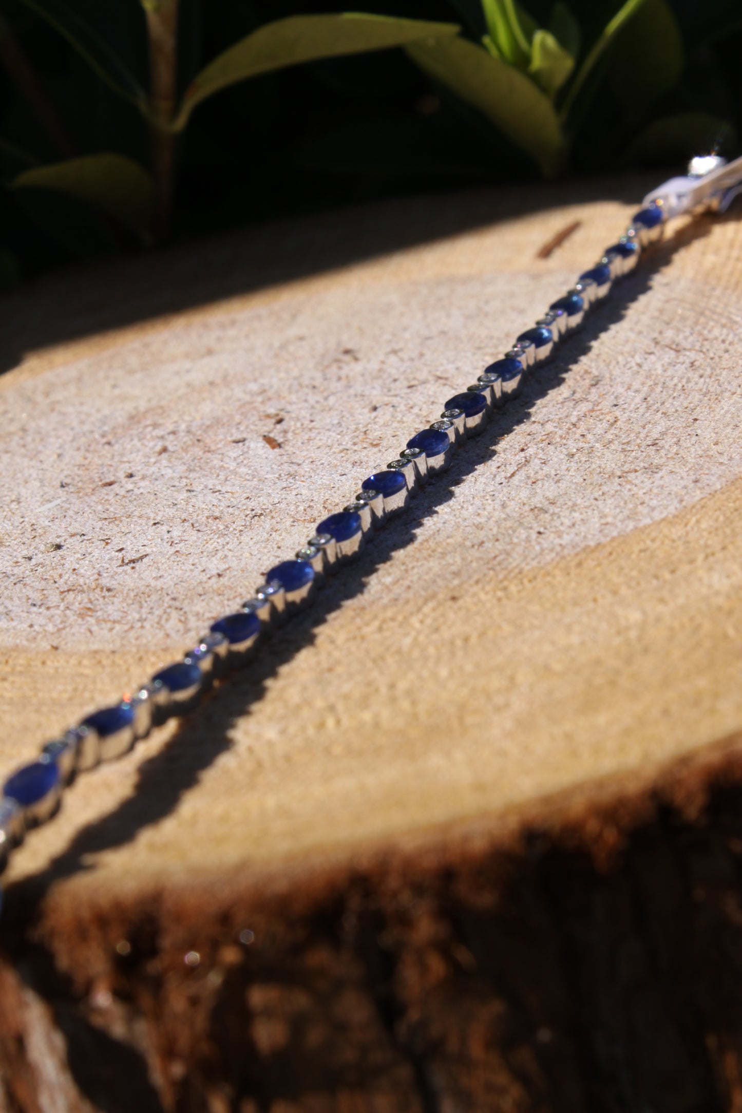 14k White Gold Sapphire and Diamond Bracelet - The Village Jeweler
