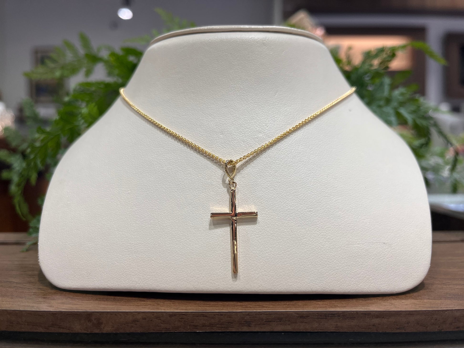 18k Yellow Gold Cross Necklace - The Village Jeweler
