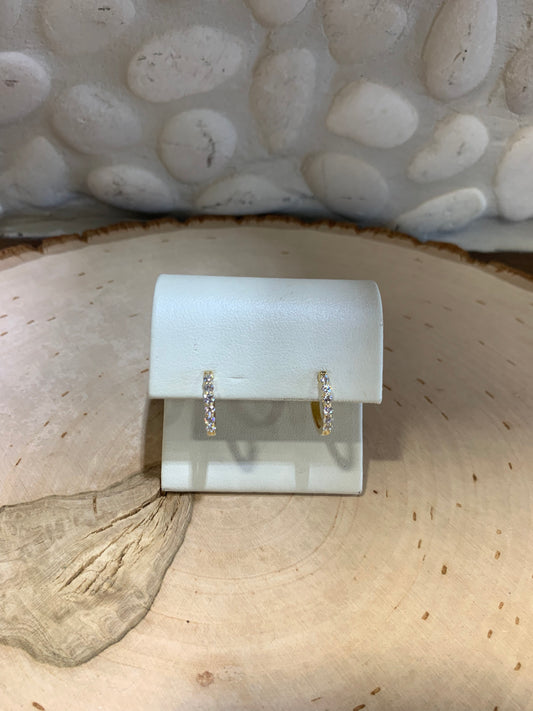 18k Yellow Gold Diamond Hoop Earrings - The Village Jeweler