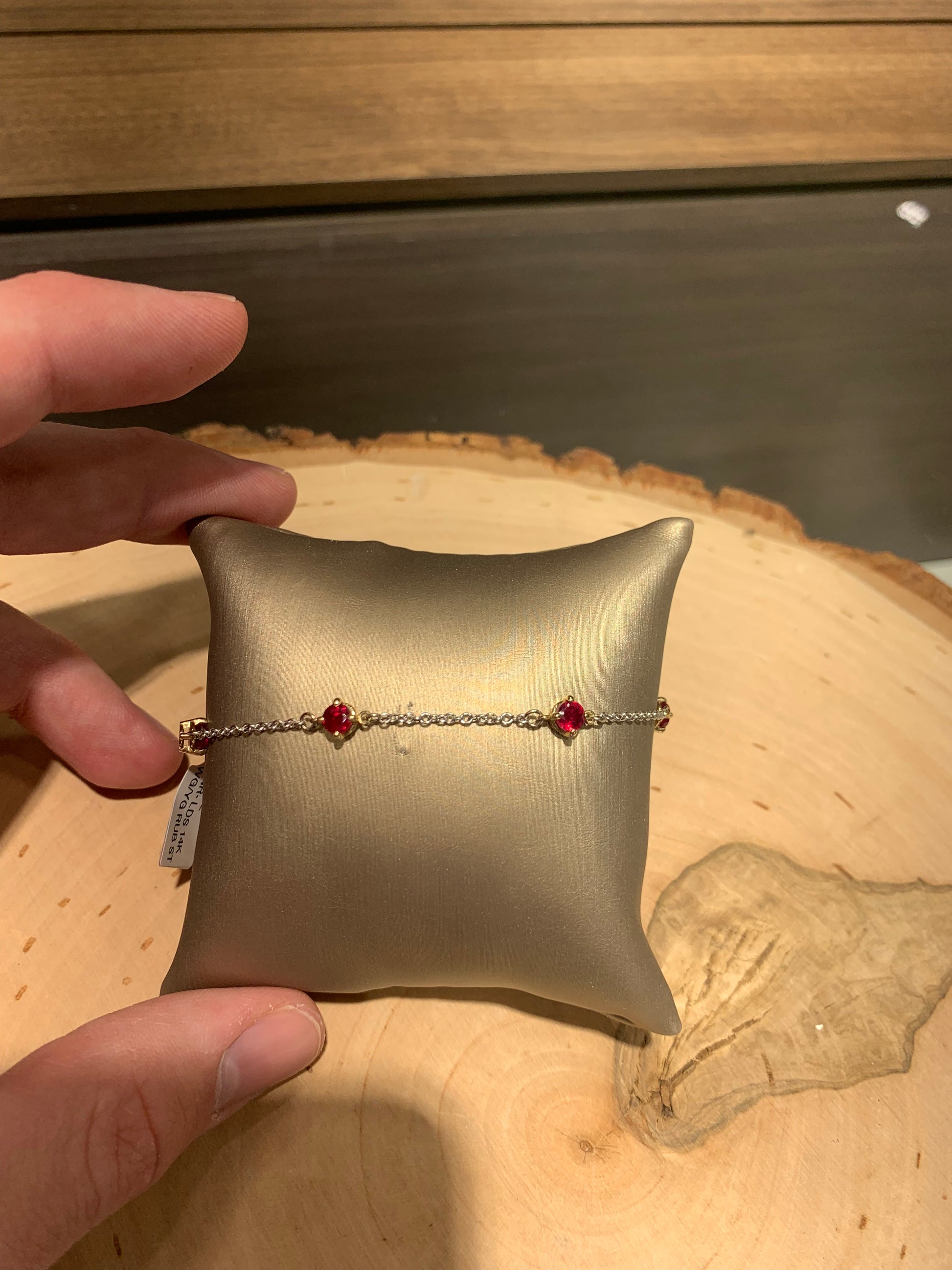 14k Two Tone Ruby Station Bracelet - The Village Jeweler